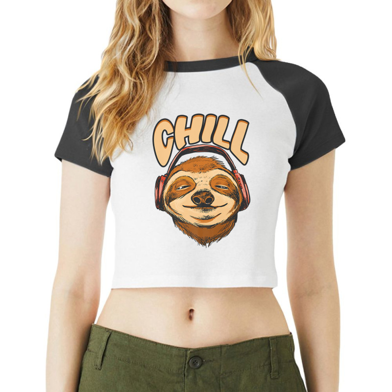 Sloth Chill Earphones Sloth Slow Animal Sloth Raglan Crop Top by urethrapricey | Artistshot