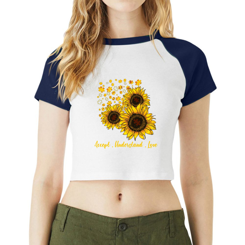 Sunflower Accept Understand Love Autism Awareness Month Raglan Crop Top by ErikaYescas | Artistshot