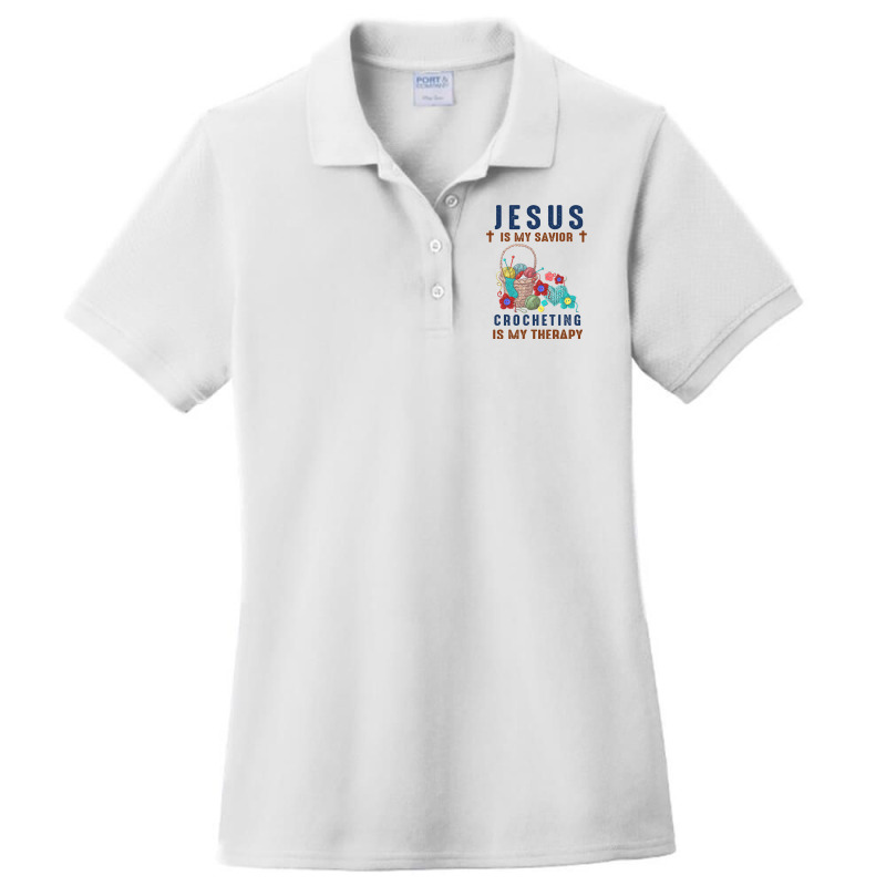 Jesus Is My Savior Crocheting Is My Therapy Christ Ladies Polo Shirt by Vibrantus | Artistshot