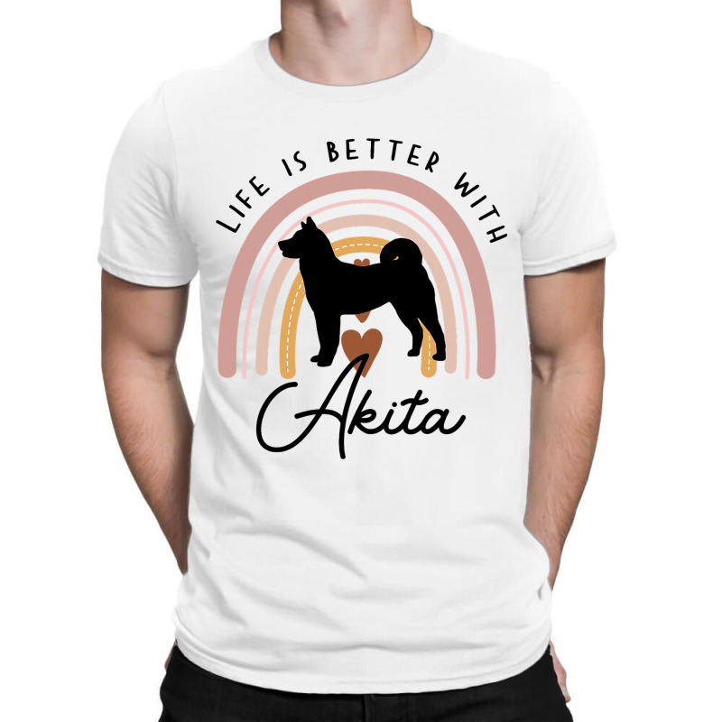 Life Is Better Akita Rainbow Dog Mom T-shirt | Artistshot