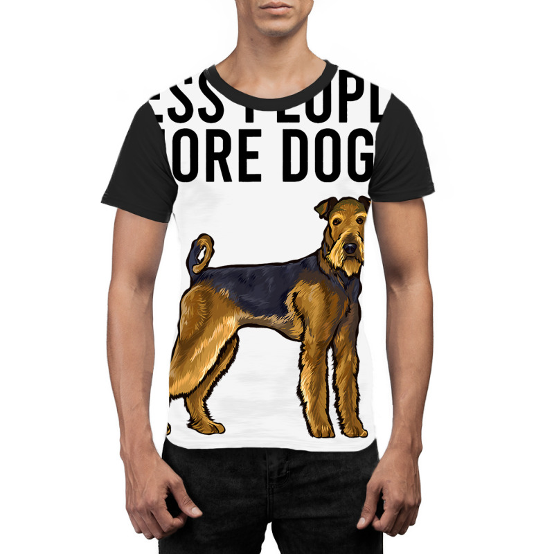 Less People More Dogs Airedale Terrier Funny Intro Graphic T-shirt by DENNISDAVIS | Artistshot