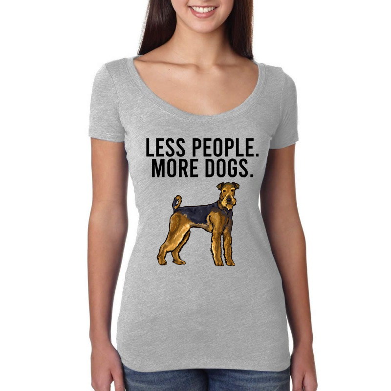 Less People More Dogs Airedale Terrier Funny Intro Women's Triblend Scoop T-shirt by DENNISDAVIS | Artistshot