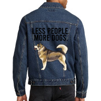 Less People More Dogs Alaskan Malamute Funny Intro Men Denim Jacket | Artistshot