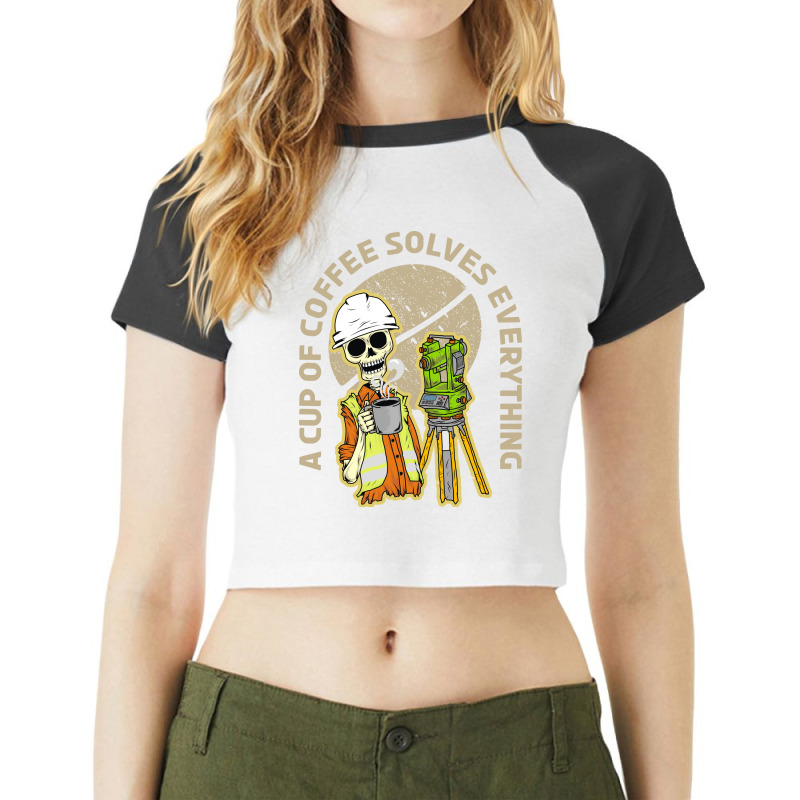 Surveyor And Coffee Raglan Crop Top by azmth | Artistshot