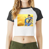 Blue Giant Dragon Raglan Crop Top | Artistshot