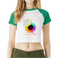 Sunflower Autism Awareness Day Accept Understand Love Raglan Crop Top | Artistshot