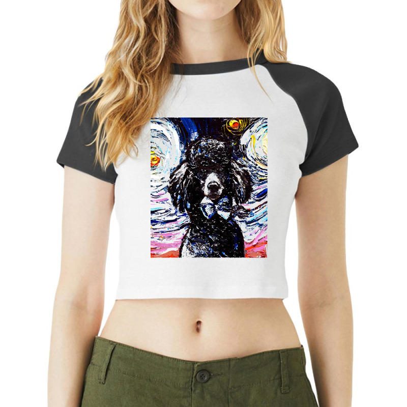 Poodle T  Shirt Standard Black Poodle Night ( Portrait) T  Shirt Raglan Crop Top by jaylinconsidine282 | Artistshot