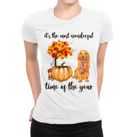 Its The Most Wonderful Time Of The Year Golden Ret Ladies Fitted T-shirt | Artistshot