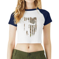 Vintage American Bionic Camouflage Flag Archery Bow Hunting Tank Top Raglan Crop Top | Artistshot