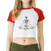 Meditating Skeleton Raglan Crop Top | Artistshot