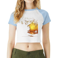 Famous Paintings T  Shirt Island Of New Providence By Albert Bierstadt Raglan Crop Top | Artistshot