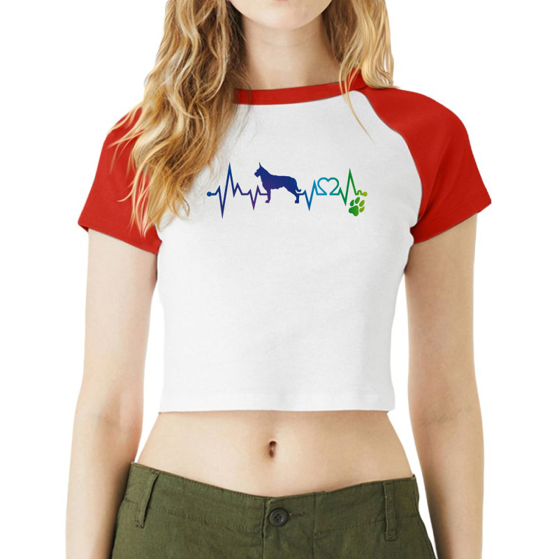 Berger Picard T Shirtberger Picard Colorful Heartbeat, Heart & Dog Paw Raglan Crop Top by orangesagreement | Artistshot