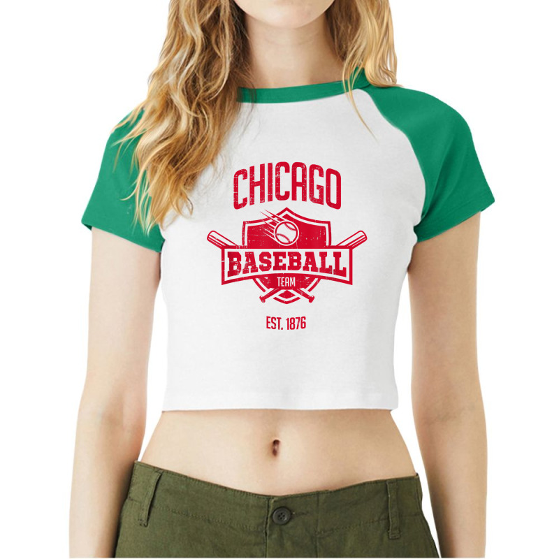 Distressed Cub Retro Look Party Tailgate Gameday Fan Gift T Shirt Raglan Crop Top by tognifx | Artistshot