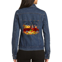 Irish Terrier Pumpkin Vintage Truck Thanksgiving H Ladies Denim Jacket | Artistshot