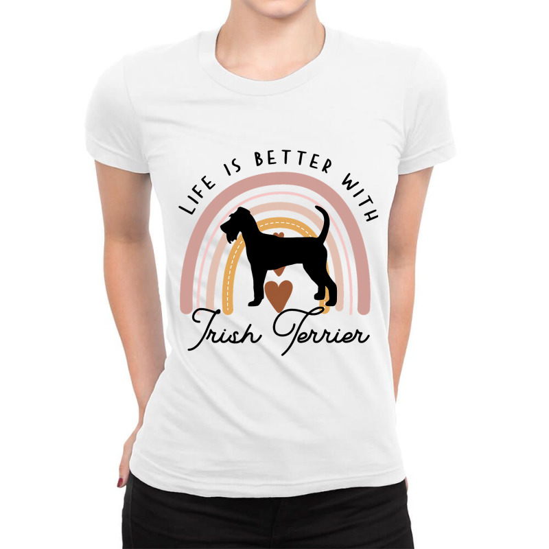 Life Is Better Irish Terrier Rainbow Dog Mom Ladies Fitted T-Shirt by NariahPringl | Artistshot