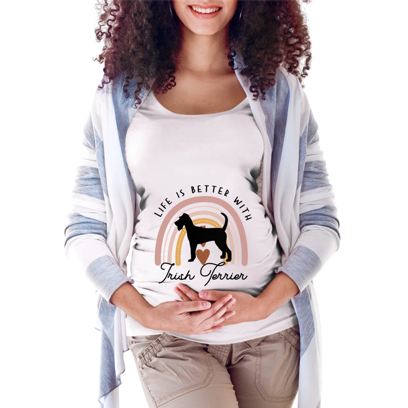 Life Is Better Irish Terrier Rainbow Dog Mom Maternity Scoop Neck T-shirt by NariahPringl | Artistshot