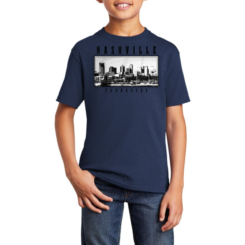 Nashville Tennessee Vintage Skyline Country Music City T Shirt Basic Youth T-shirt by jermonmccline | Artistshot