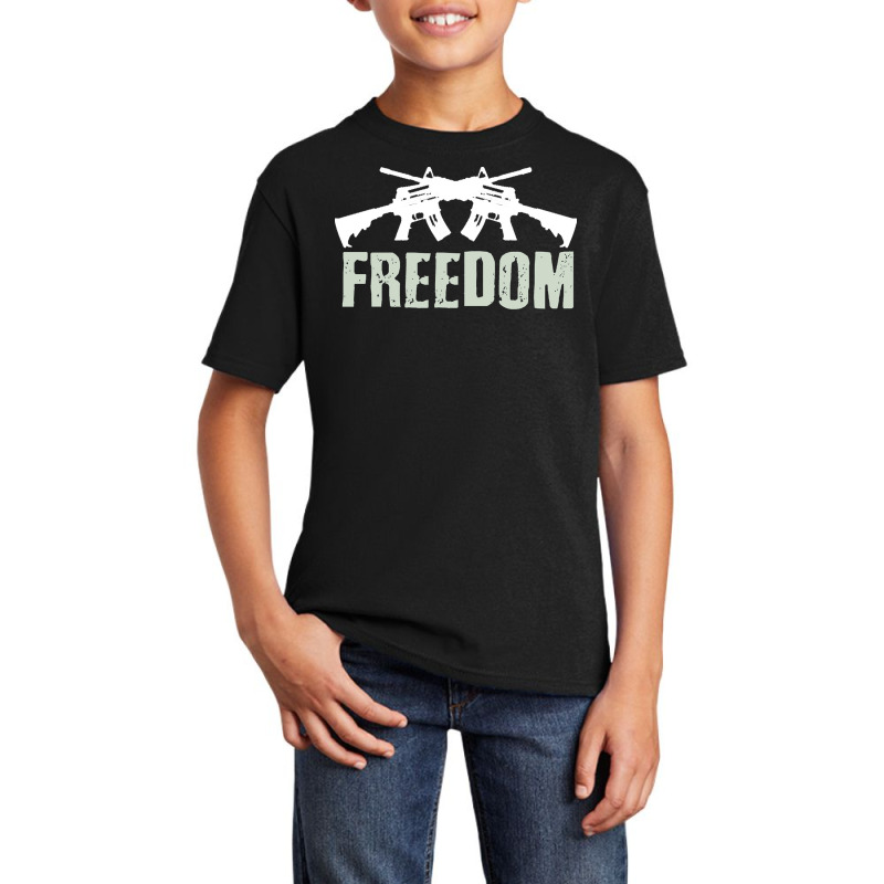 Independence Day T  Shirt Freedom Crossed M4 A1 Machine Guns For Veter Basic Youth T-shirt | Artistshot