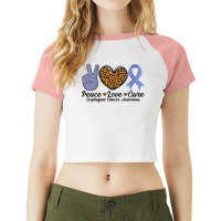 Womens Peace Love Cure Esophageal Cancer Awareness Warrior Fighter V N Raglan Crop Top | Artistshot