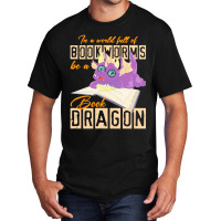 Book Dragon T  Shirt Funny Reading Bookworm Magical Animal Book Dragon Basic T-shirt | Artistshot