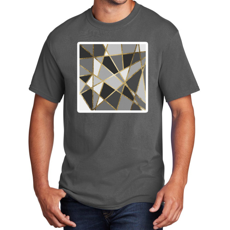 Chic Gold Brushstrokes On Island Paradise Blue 24183434 Basic T-shirt by Upeh | Artistshot