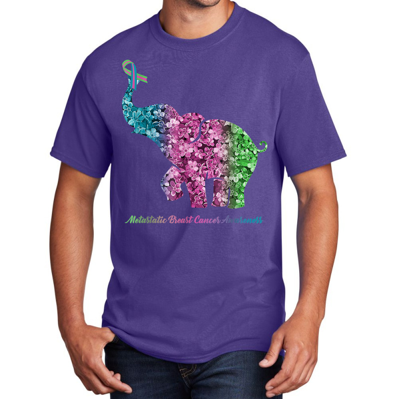 Elephant With Flower Metastatic Breast Cancer Awareness T Shirt Basic T-shirt by ranmarbunathoo90 | Artistshot