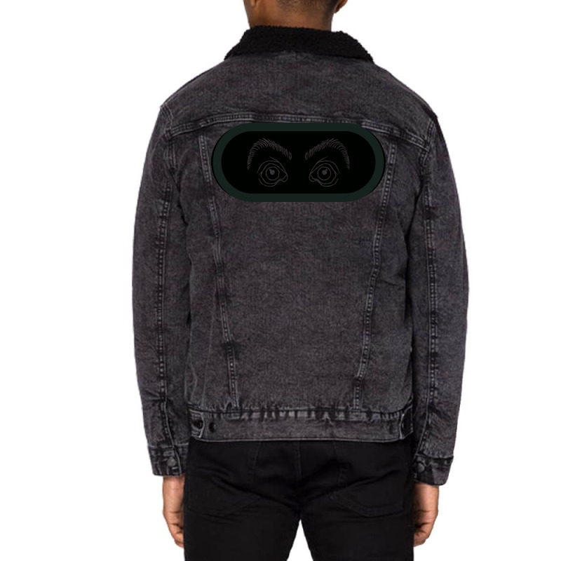 A Pair Of Eyes Peering Beyond The Dungeon Unisex Sherpa-lined Denim Jacket | Artistshot