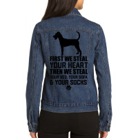 Irish Terrier Dog Steal Your Heart Steal Your Bed  Ladies Denim Jacket | Artistshot