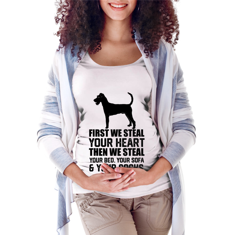 Irish Terrier Dog Steal Your Heart Steal Your Bed  Maternity Scoop Neck T-shirt by LynettStacey | Artistshot