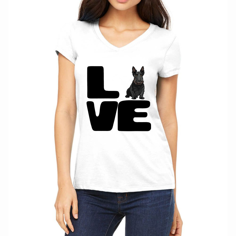 Love My Scottish Terrier Dog Lover Gift Women's V-Neck T-Shirt by LynettStacey | Artistshot