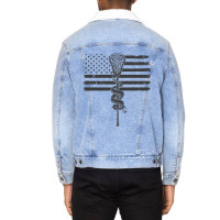 Lacrosse Stick Angry Snake Usa American Flag Vinta Unisex Sherpa-lined Denim Jacket | Artistshot