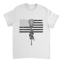 Lacrosse Stick Angry Snake Usa American Flag Vinta Classic T-shirt | Artistshot