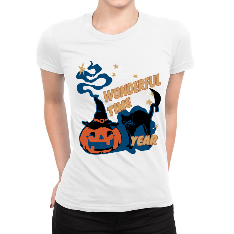 Its The Most Wonderful Time Of The Year Black Cat  Ladies Fitted T-Shirt by ArlanWegener | Artistshot