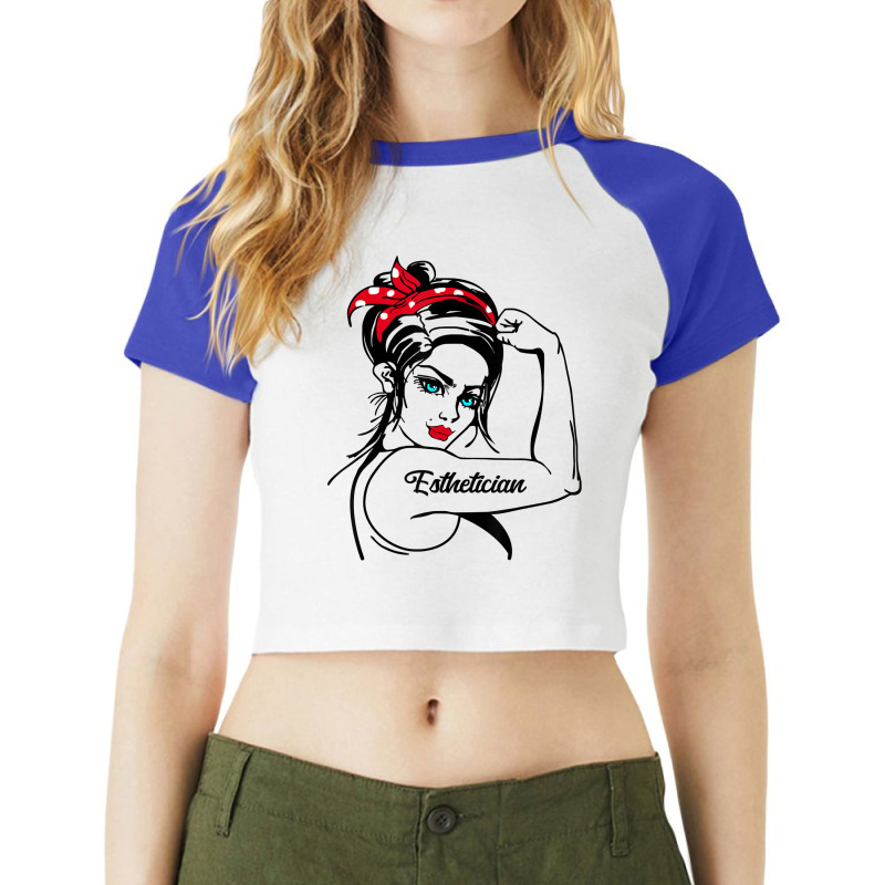 Esthetician Rosie The Riveter Pin Up T Shirt Raglan Crop Top | Artistshot