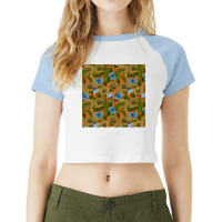 Dandelion T  Shirt Dandelion Meadow On Orange T  Shirt Raglan Crop Top | Artistshot