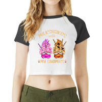 Womens Funny Strawberry Milkshake With My Gnomies   Cute Gnome T Shirt Raglan Crop Top | Artistshot