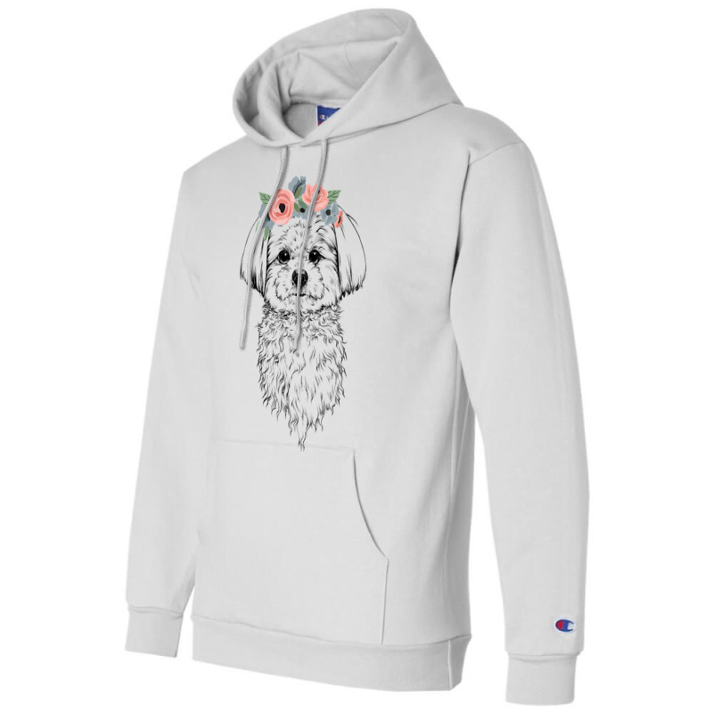 Maltese With Floral Headband Dog Mom Champion Hoodie | Artistshot