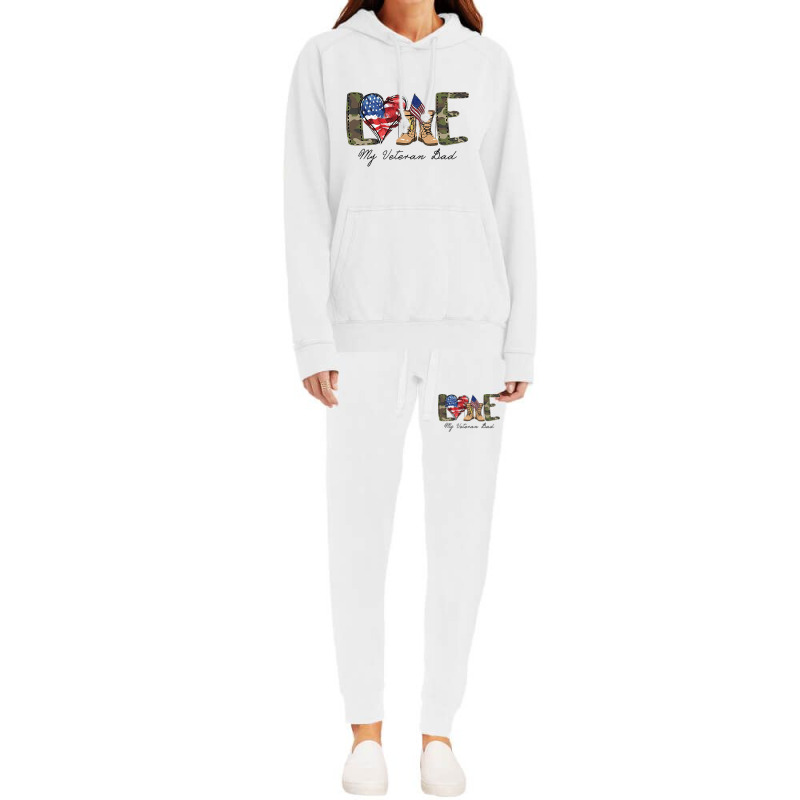 Love My Veteran Dad Military Family Veteran Us Vet Hoodie & Jogger Set | Artistshot