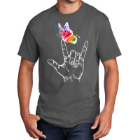 I Love You Hand Sign Language Butterfly Autism Awareness T Shirt Basic T-shirt | Artistshot