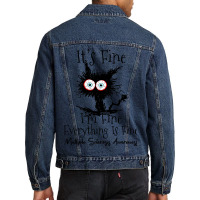 Its Fine Im Fine Cat Multiple Sclerosis Awareness Men Denim Jacket | Artistshot