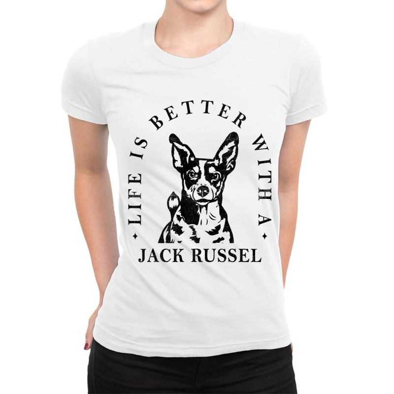 Jack Russel Life Better With Dog Mom Dad Ladies Fitted T-Shirt by AngelikaBeckner | Artistshot