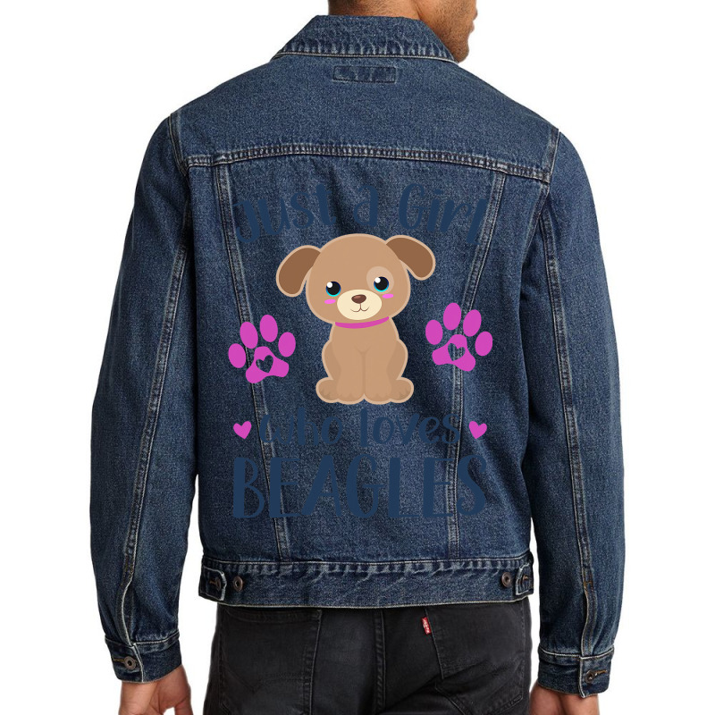 Just A Girl Who Loves Beagles Cute Puppy Dog Paw A Men Denim Jacket | Artistshot