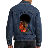 Just A Girl Who Loves Book Afro Woman Ladies Women Men Denim Jacket | Artistshot