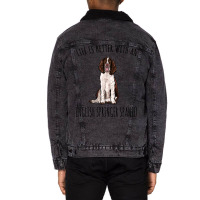 Life Is Better With A English Springer Spaniel Dog Unisex Sherpa-lined Denim Jacket | Artistshot