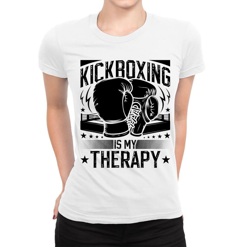 Kickboxing Is My Therapy 2 3 Ladies Fitted T-Shirt by FAWNDACRAMER | Artistshot