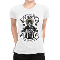 Indian Chief Biker Native American Motorcycle Moto Ladies Fitted T-shirt | Artistshot