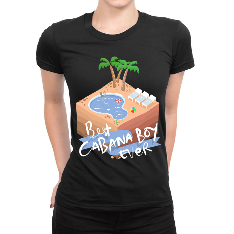 Best Ever Cabana Boy Beach Scene With Palm Trees Ladies Fitted T-Shirt by AamiraMelon | Artistshot