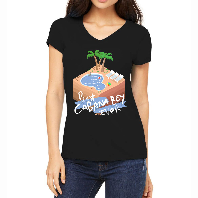 Best Ever Cabana Boy Beach Scene With Palm Trees Women's V-Neck T-Shirt by AamiraMelon | Artistshot