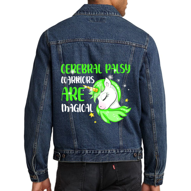 Cerebral Palsy Warrior Magical Unicorn Ataxic Gree Men Denim Jacket by KamariSalisbur | Artistshot