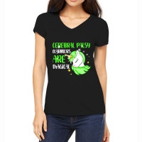 Cerebral Palsy Warrior Magical Unicorn Ataxic Gree Women's V-neck T-shirt | Artistshot